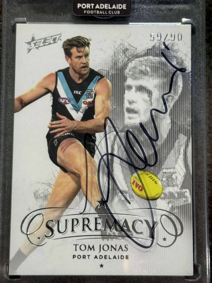 Tom Jonas Port Adelaide 2019 Supremacy Base 59/90 Signed One Touch