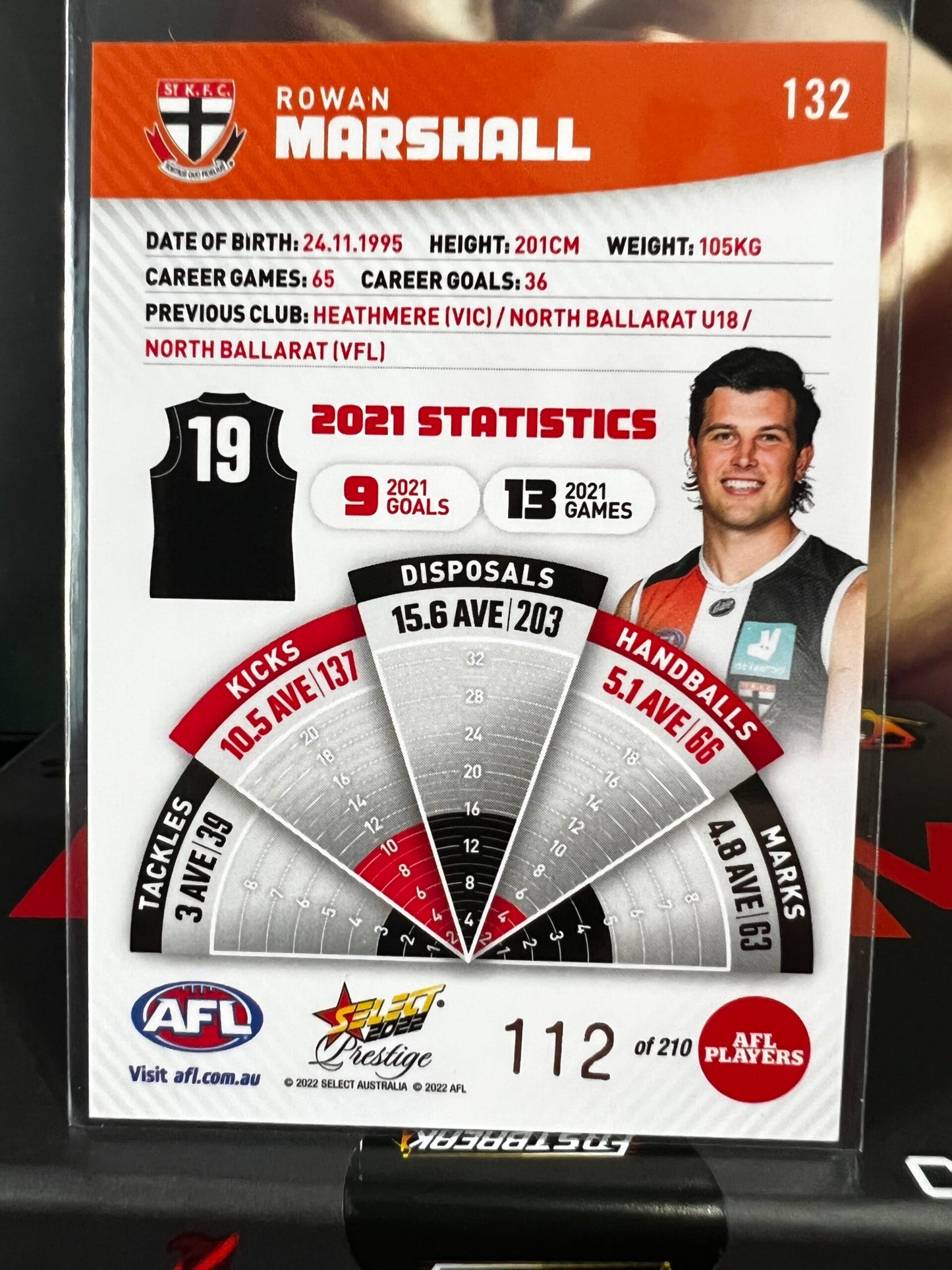 Rowan Marshall St Kilda 2022 Footy Stars Prestige Orange Parallel 112/210