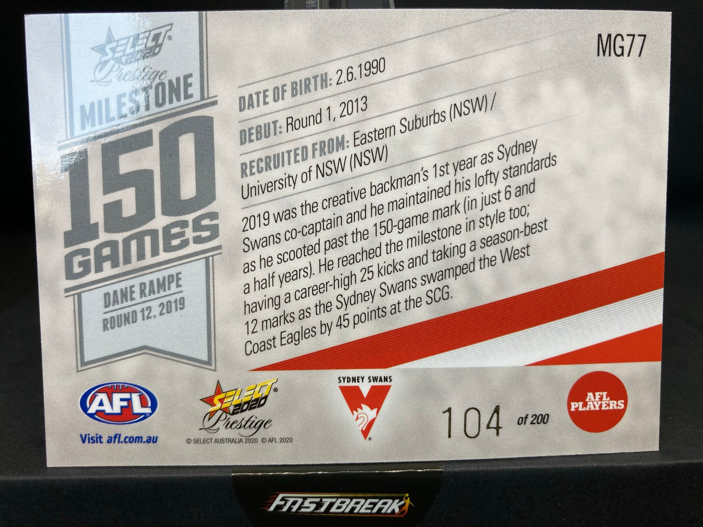 Dane Rampe - Sydney - 2020 - FS Prestige - Milestone Games - 104/200