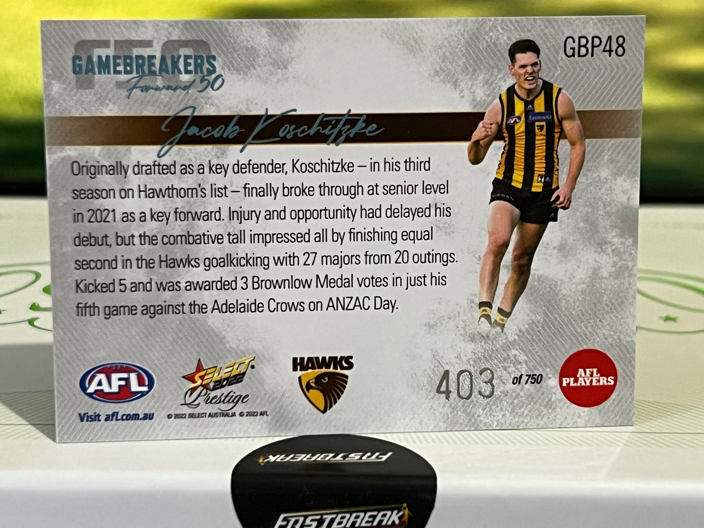 Jacob Koschitzke - Hawthorn - 2022 - Prestige - Game Breakers - 403/750