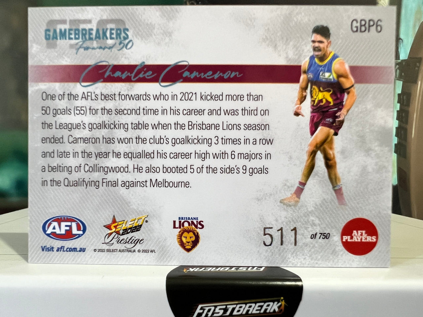 Charlie Cameron - Brisbane - 2022 - Prestige - Gamebreakers - 511/750