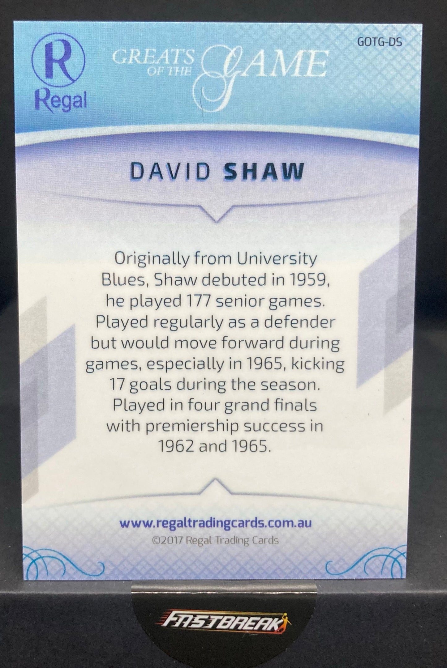 David Shaw - Essendon - 2017 - Greats Of The Game - Base -
