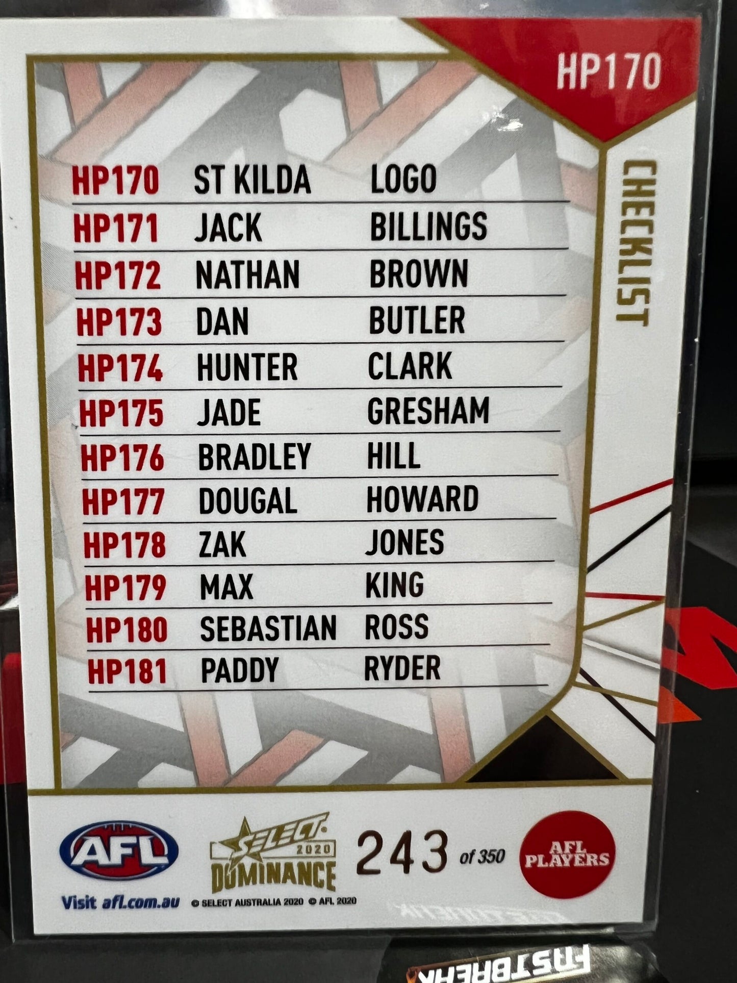 St Kilda Header - St Kilda - 2020 - Dominance - Holofoil - 243/350