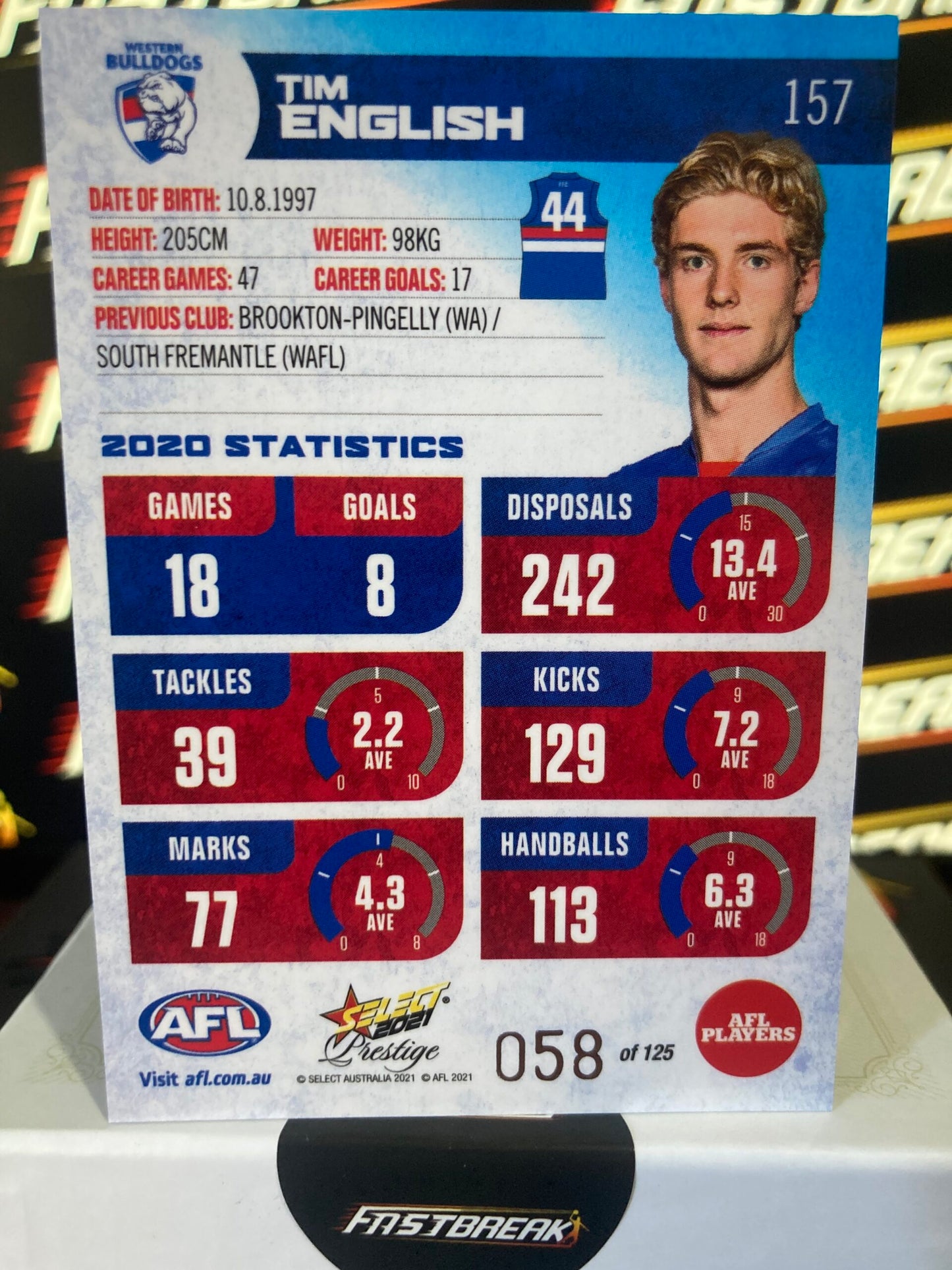 Tim English - Western Bulldogs - 2021 - Prestige - Blue Paralell - 58/125
