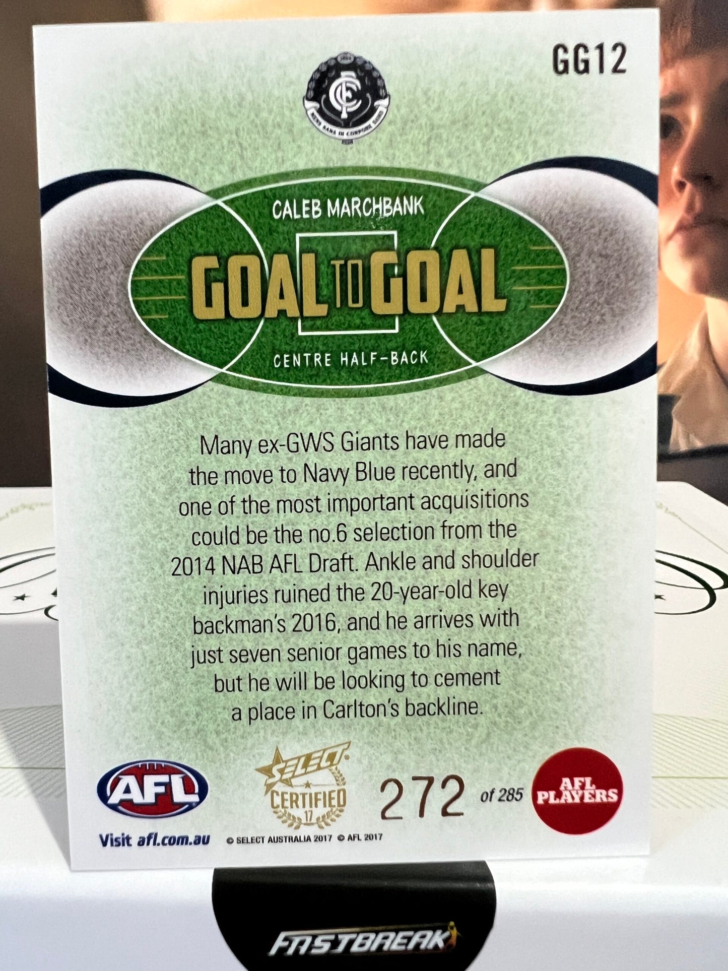 Caleb Marchbank - Carlton - 2017 - Certified - Goal to Goal - 272/285
