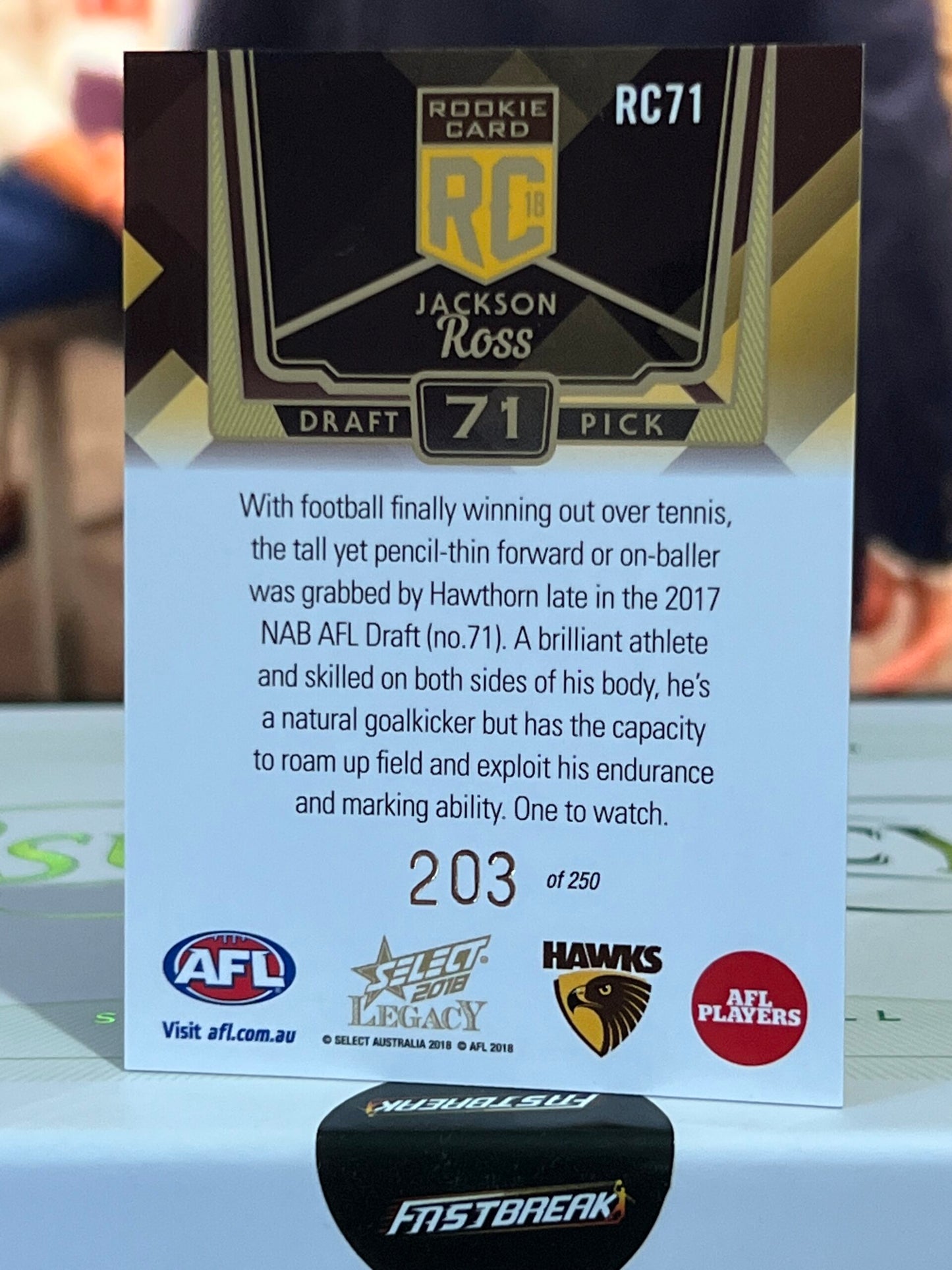 Jackson Ross - Hawthorn - 2018 - Legacy - Rookie Card - 203/250