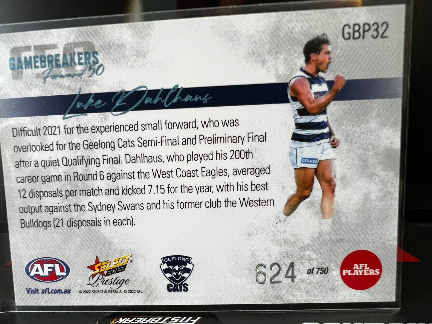 Luke Dahlhaus - Geelong - 2022 - Footy Stars Prestige - Gamebreakers - 624/750