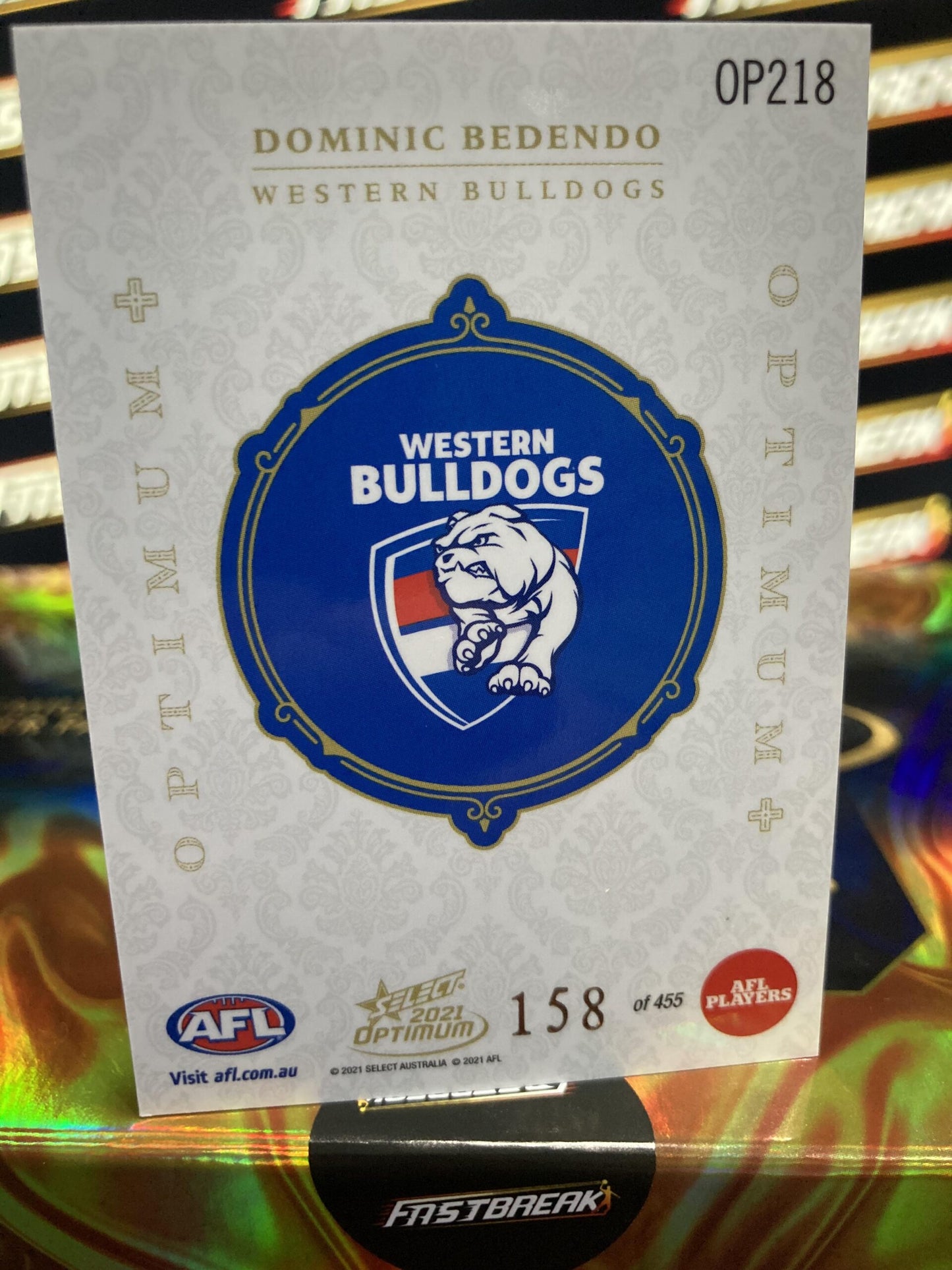 Dominic Bedendo Western Bulldogs 2021 Optimum Rookie Card Optimum + 158/455