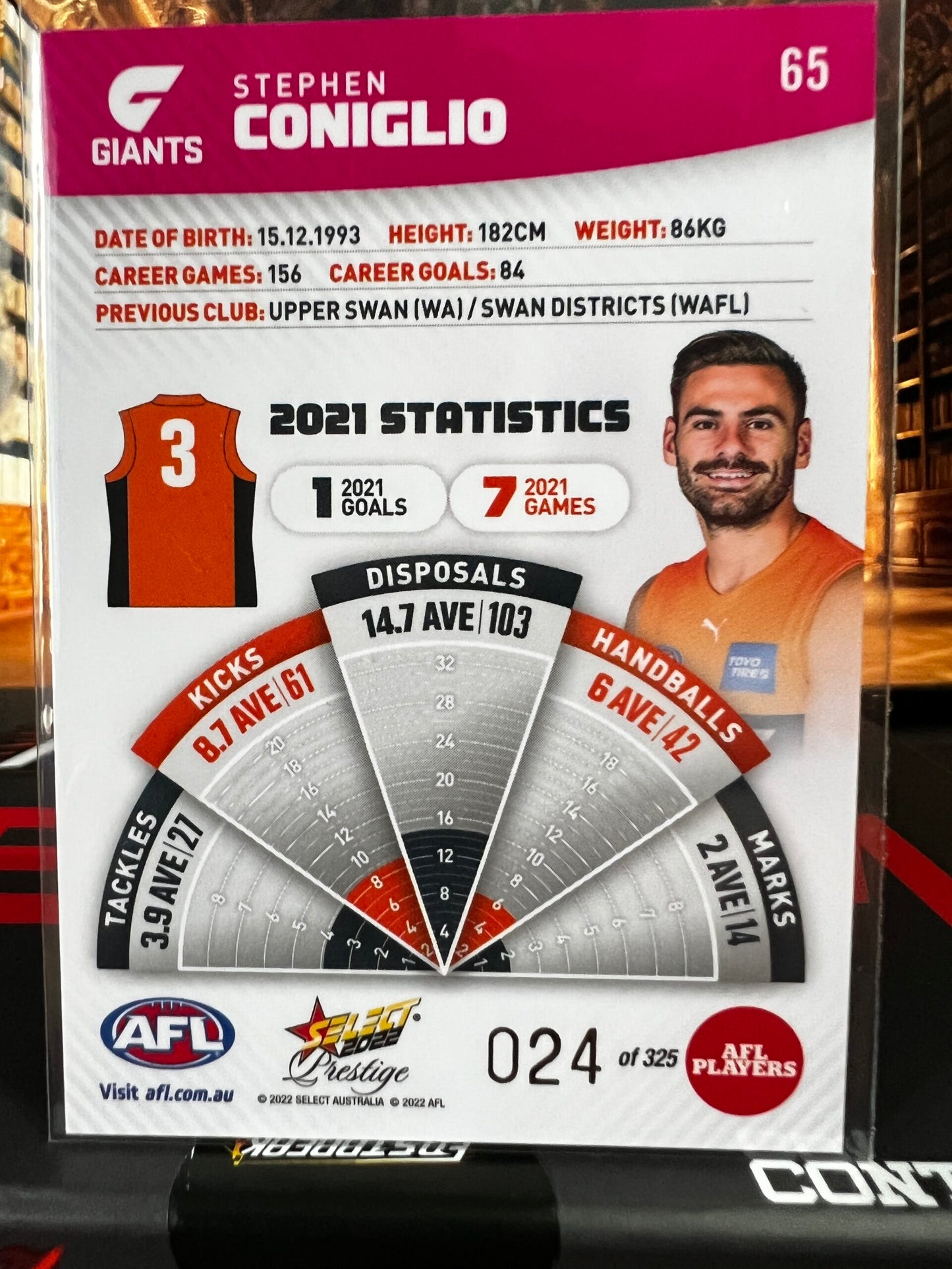 Stephen Coniglio - GWS - 2022 - Footy Stars Prestige - Pink Parallel - 24/325