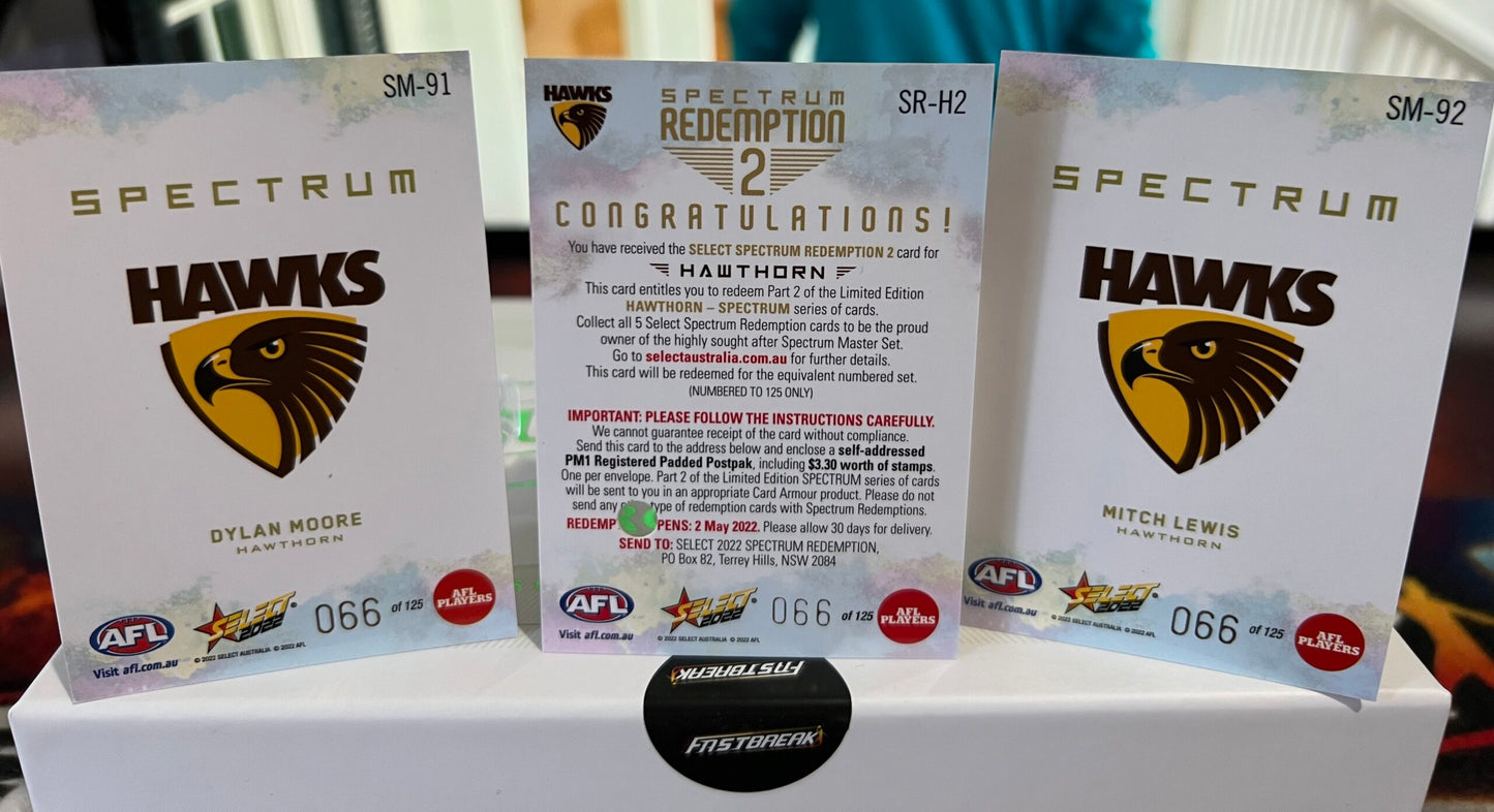 Mitch Lewis/Dylan Moore Hawthorn 2022 Footy Stars Specrum Redemption 2 66/125