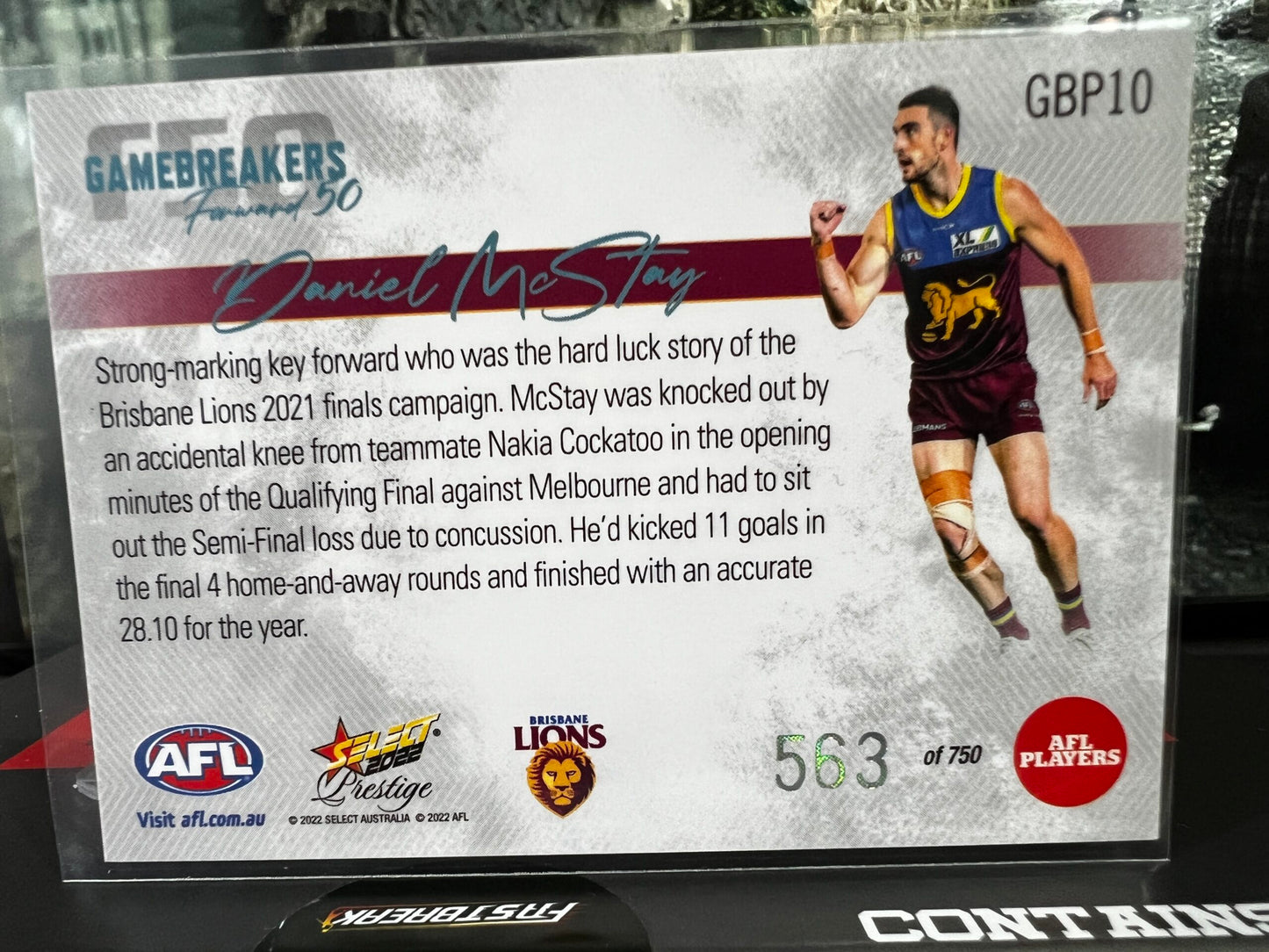 Daniel McStay - Brisbane - 2022 - Footy Stars Prestige - Gamebreakers - 563/750