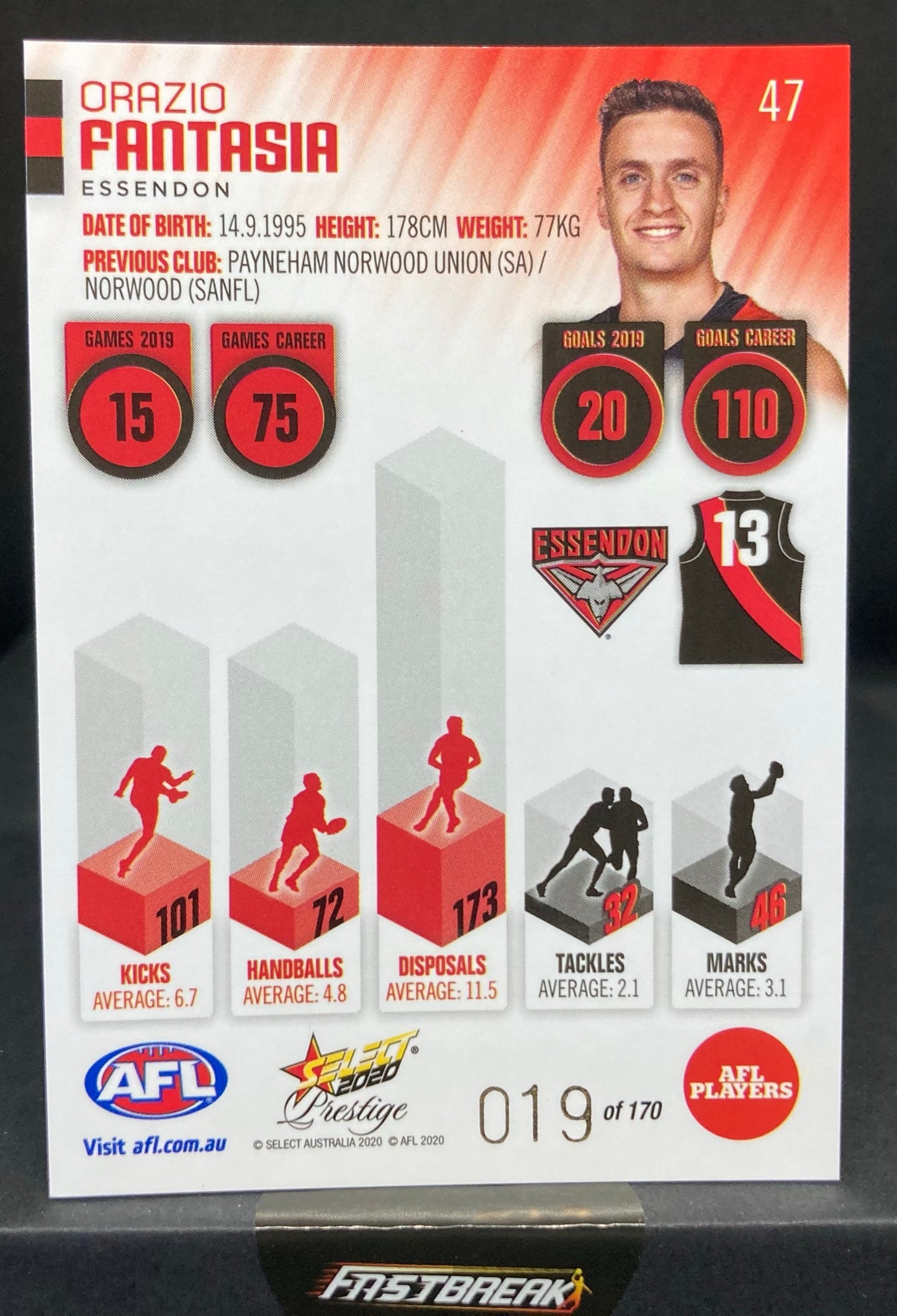 Orazio Fantasia - Essendon - 2020 - FS Prestige - Red Paralell - 19/170