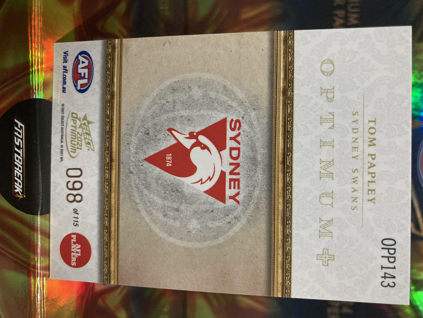 Tom Papley - Sydney - 2021 - Optimum - Optimum + - 98/115
