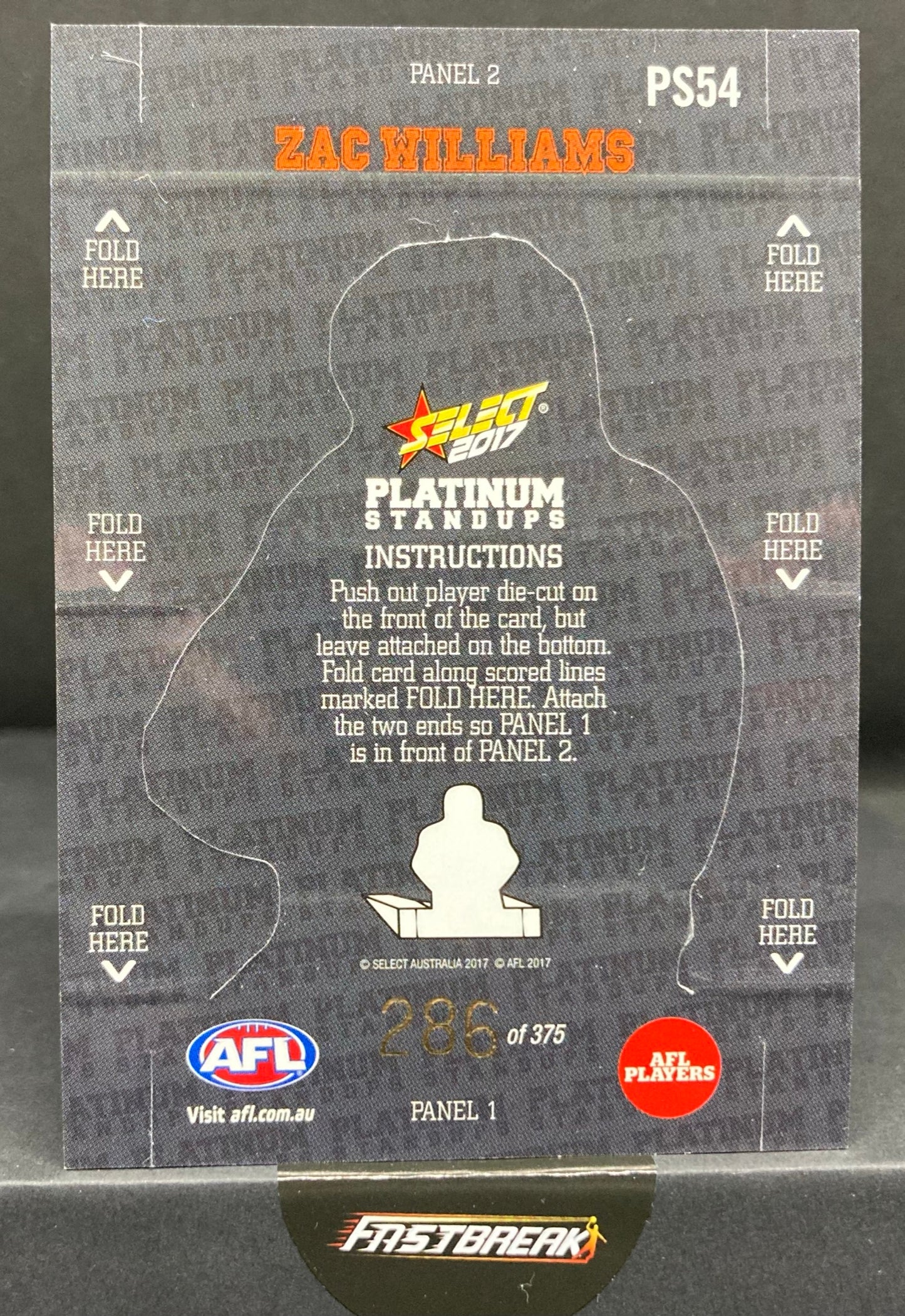 Zac Williams - GWS - 2017 - Footy Stars - Platinum Standups - 286/375
