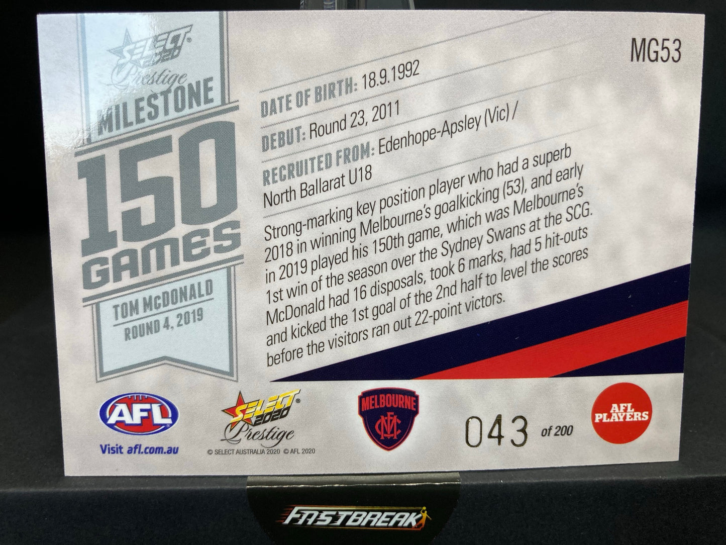 Tom McDonald - Melbourne - 2020 - FS Prestige - Milestone Games - 43/200