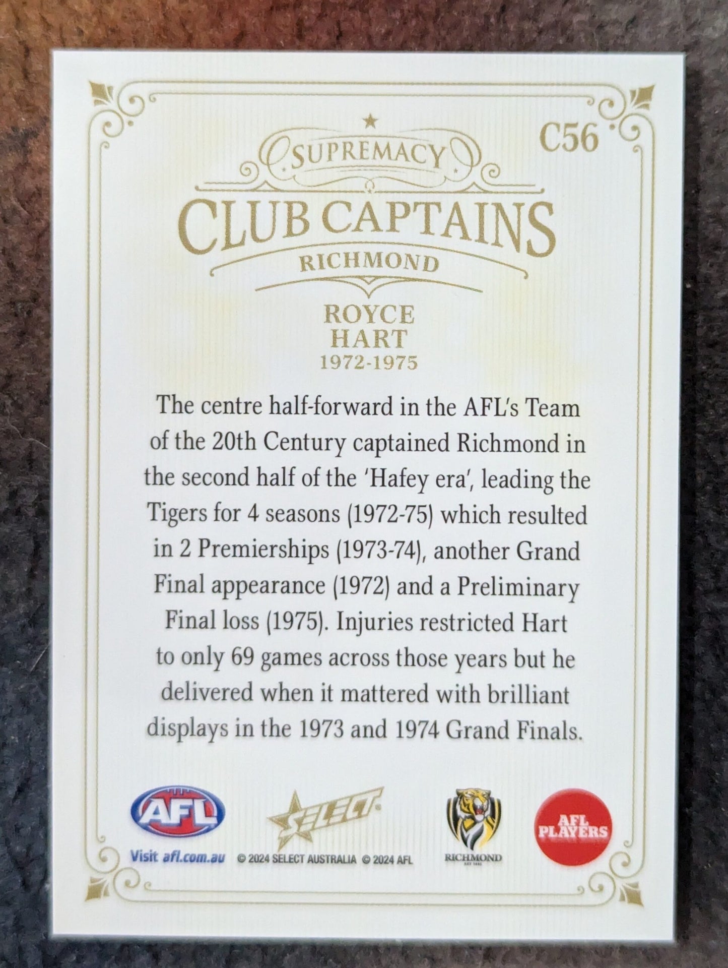 Royce Hart - Richmond - 2024 - Supremacy - CLUB CAPTAINS - 64/70