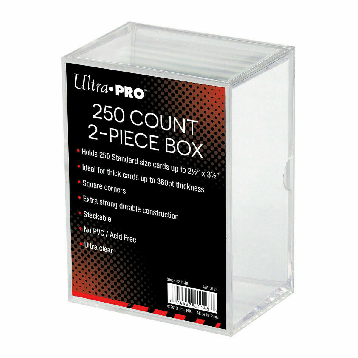 250 Count 2-piece Clear Card Box