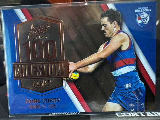 Zaine Cordy Western Bulldogs 2022 Footy Stars Prestige Milestone Games 160/195
