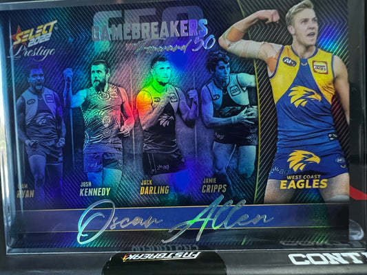 Oscar Allen - West Coast - 2022 - Footy Stars Prestige - Gamebreakers - 499/750
