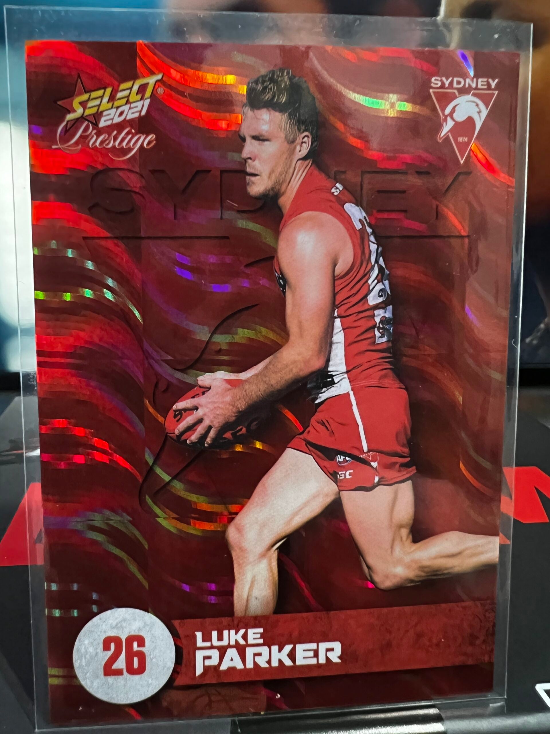 Luke Parker - Sydney - 2021 - Footy Stars Prestige - Red Parallel - 197/210