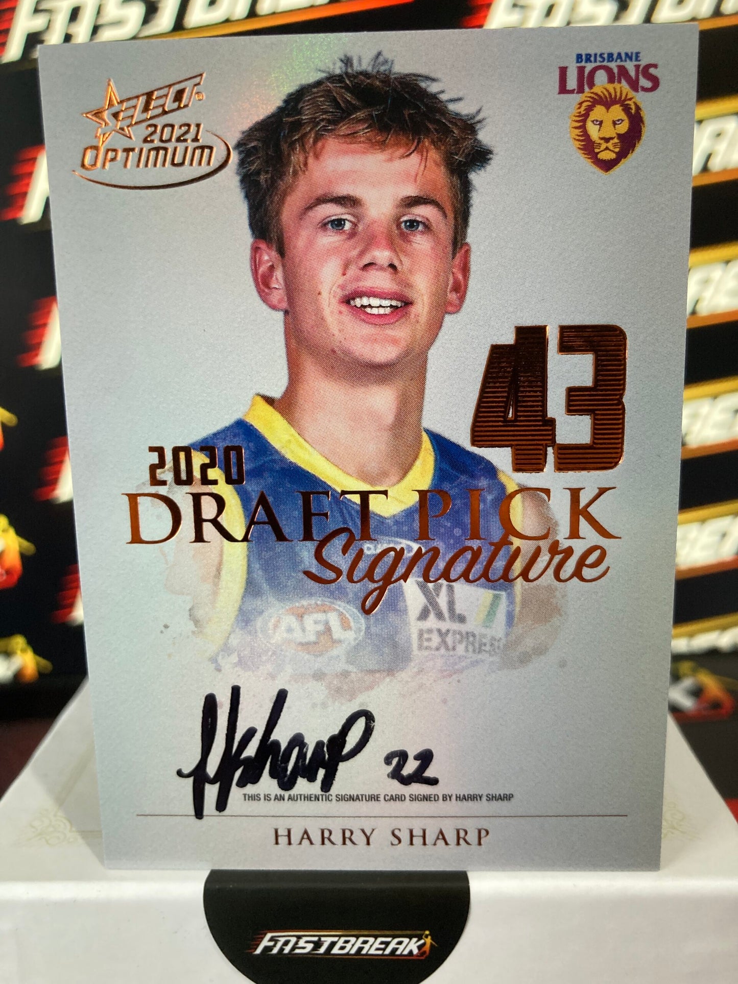 Harry Sharp - Brisbane - 2021 - Optimum - Copper Draft Pick Signature - 92/170
