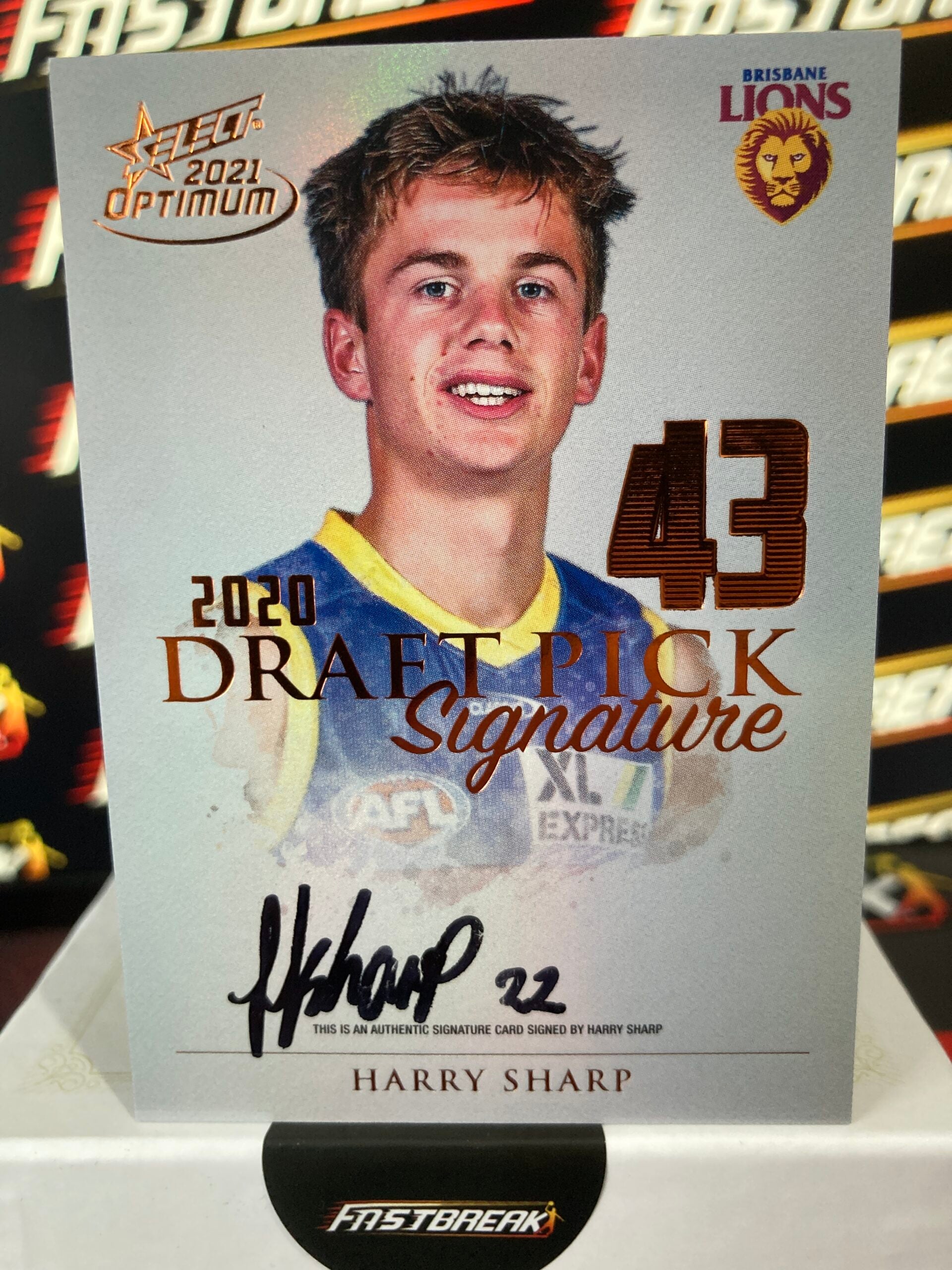 Harry Sharp - Brisbane - 2021 - Optimum - Copper Draft Pick Signature - 92/170
