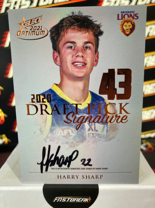 Harry Sharp - Brisbane - 2021 - Optimum - Copper Draft Pick Signature - 92/170