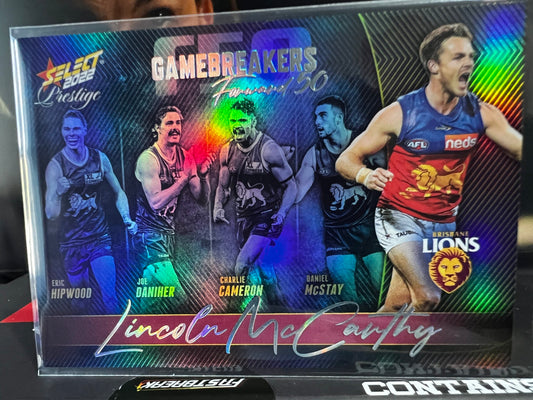 Lincoln McCarthy Brisbane 2022 Footy Stars Prestige Gamebreakers 567/750
