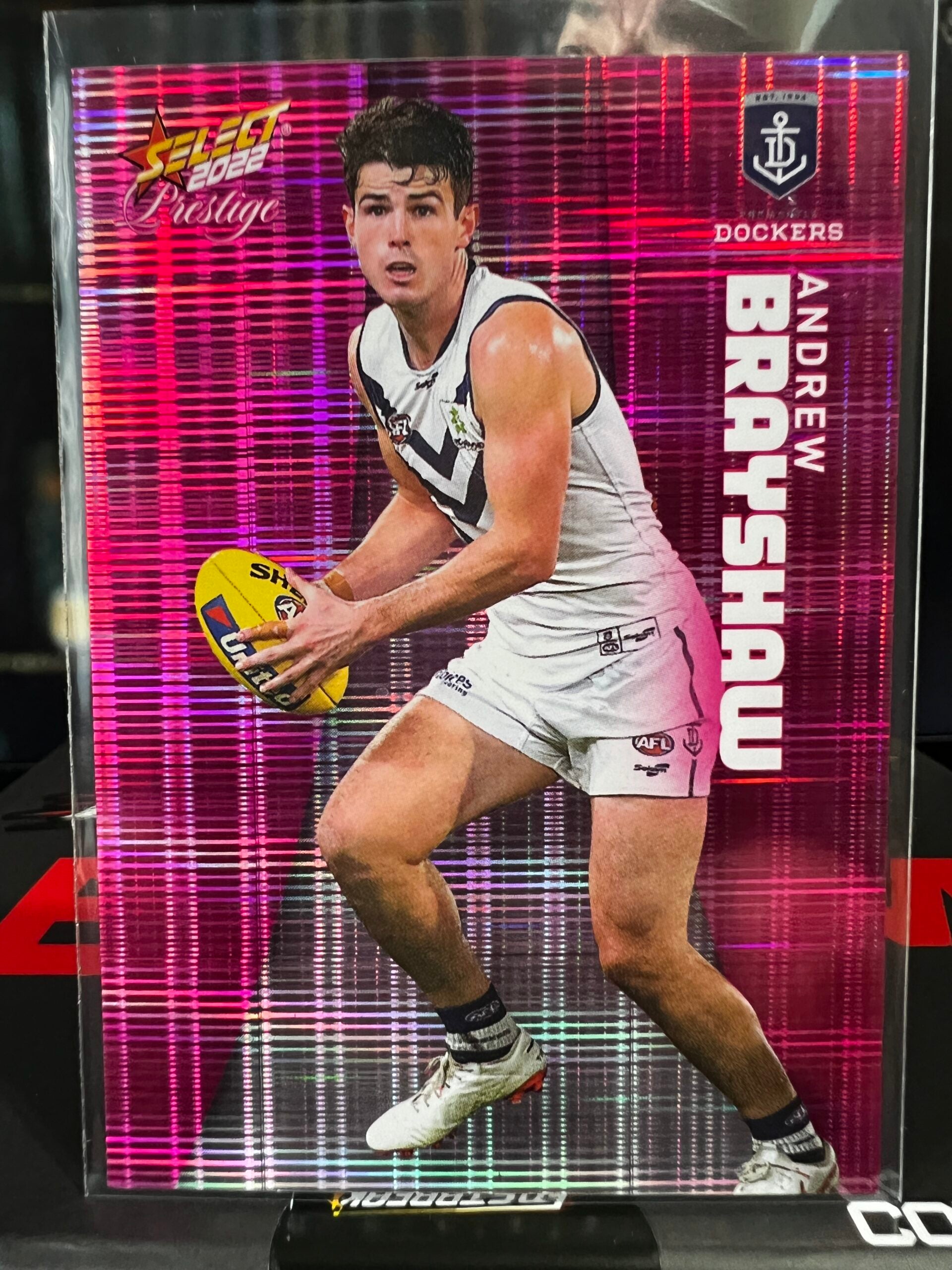 Andrew Brayshaw Fremantle 2022 Footy Stars Prestige Pink Parallel 45/325