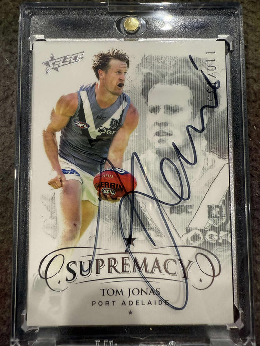 Tom Jonas Port Adelaide 2021 Supremacy Base 110/135 Signed One Touch