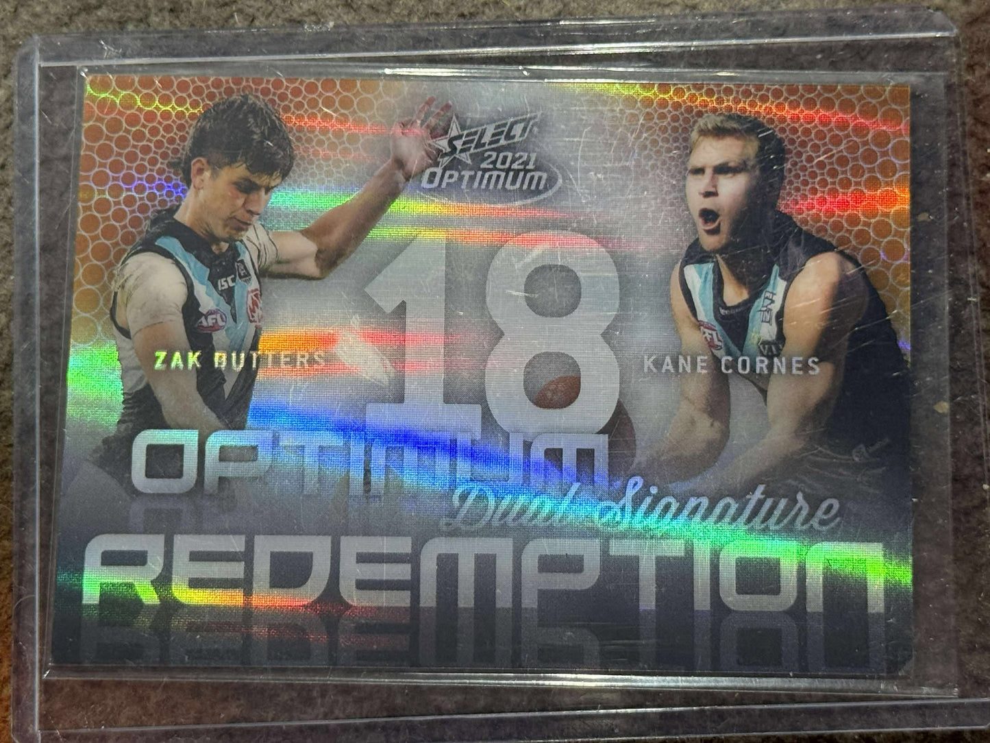 Zak Butters Kane Cornes Port Adelaide 2021 Optimum Duel Signature 44/50