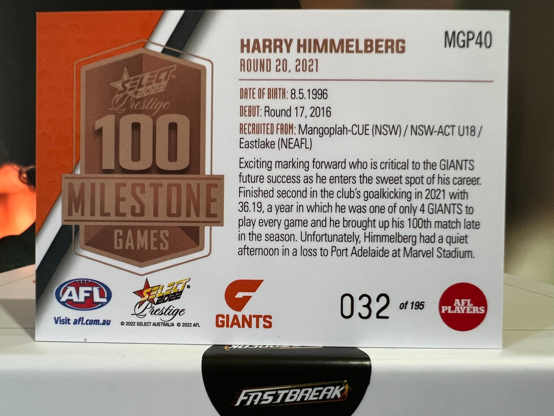 Harry Himmelberg - GWS - 2022 - Prestige - Milestone Games - 32/195