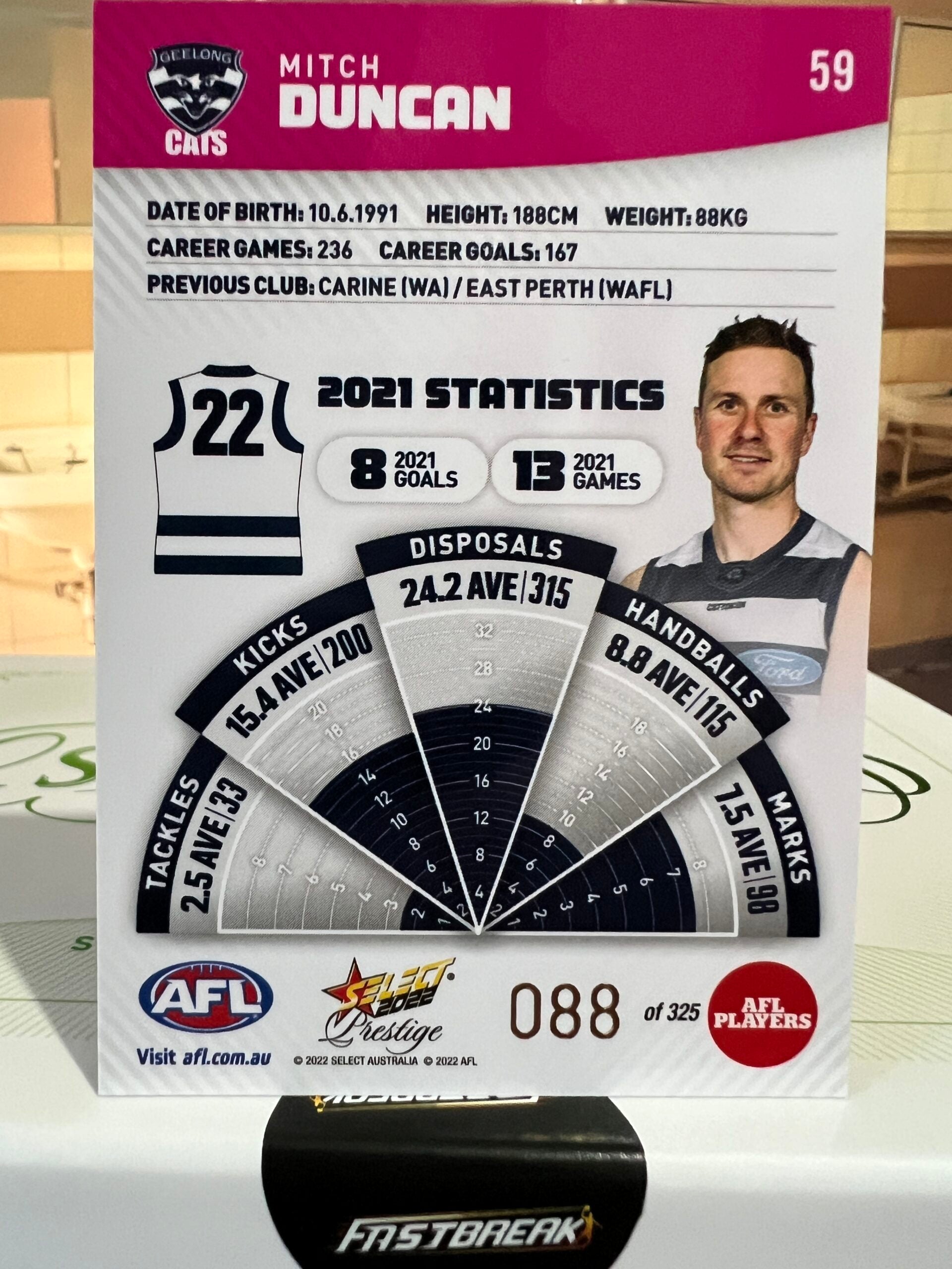 Mitch Duncan - Geelong - 2022 - Prestige - Pink Paralell - 88/325