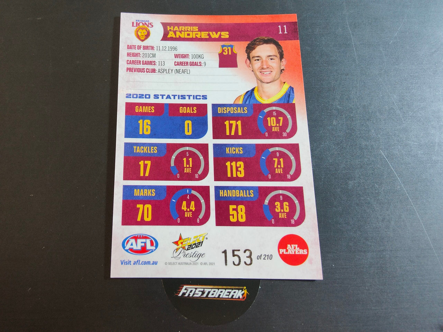 Harris Anders - Brisbane - 2021 - Prestige - Orange Parallel - 153/210