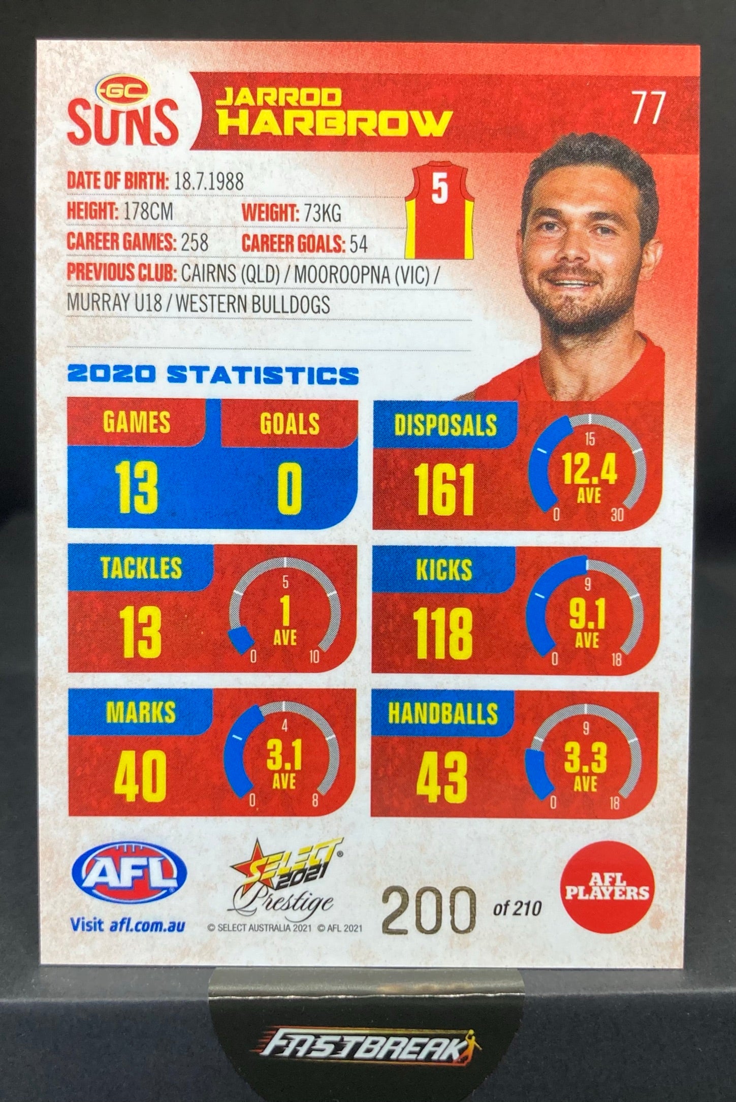 Jarrod Harbrow - Gold Coast - 2021 - FS Prestige - Red Paralell - 200/210