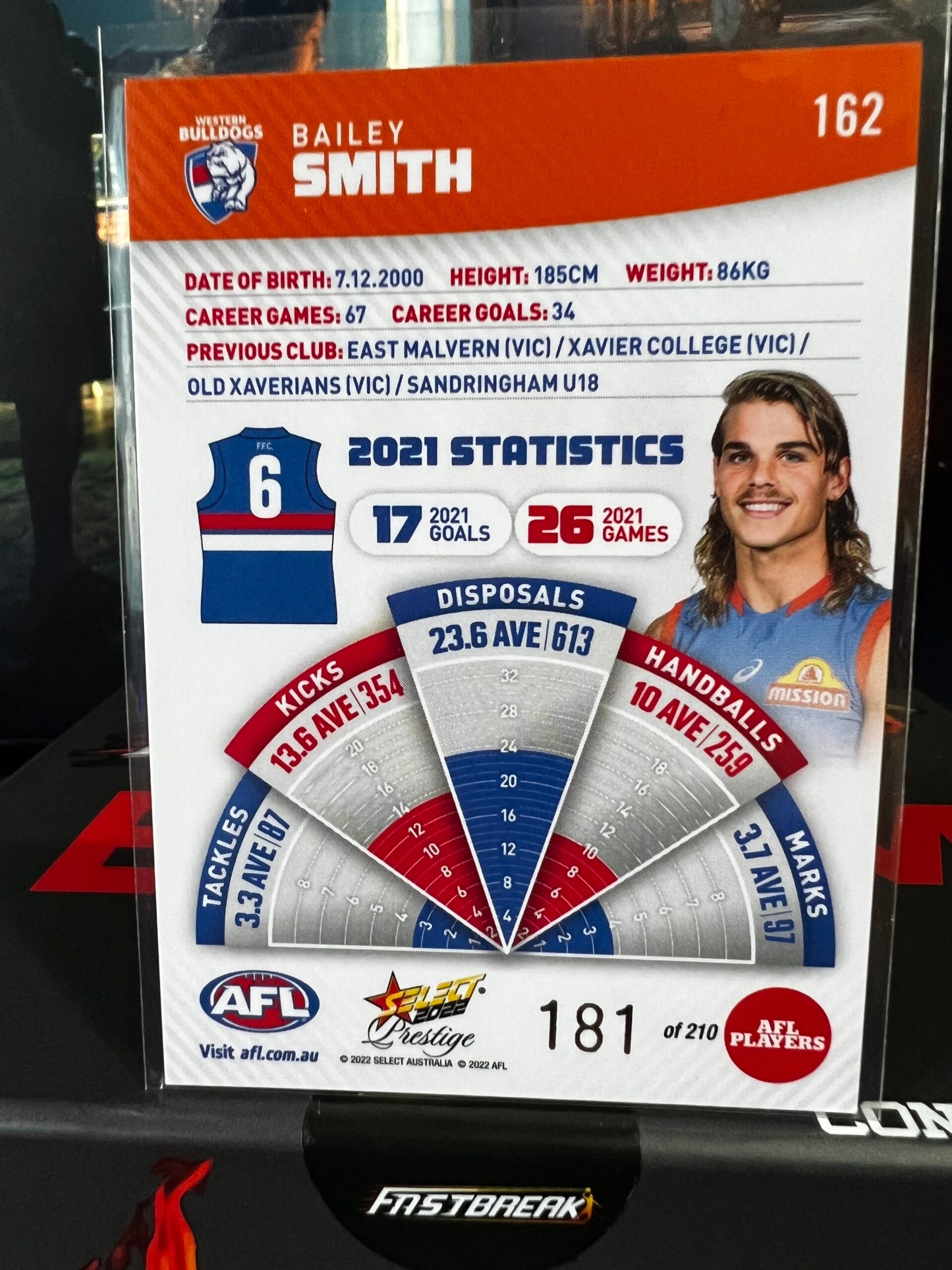 Bailey Smith Western Bulldogs 2022 Footy Stars Prestige Orange Parallel 181/210