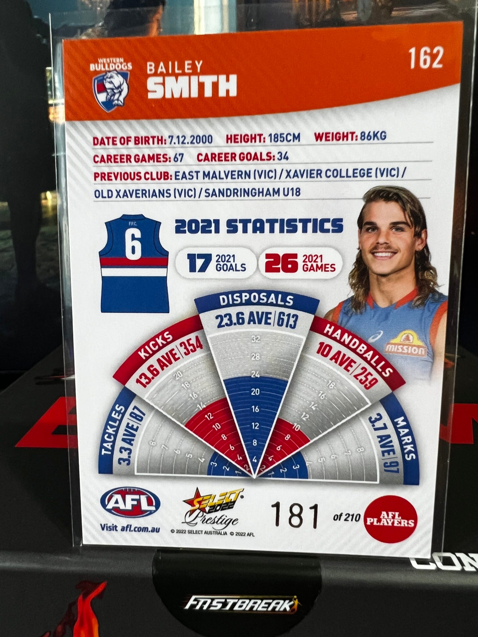 Bailey Smith Western Bulldogs 2022 Footy Stars Prestige Orange Parallel 181/210