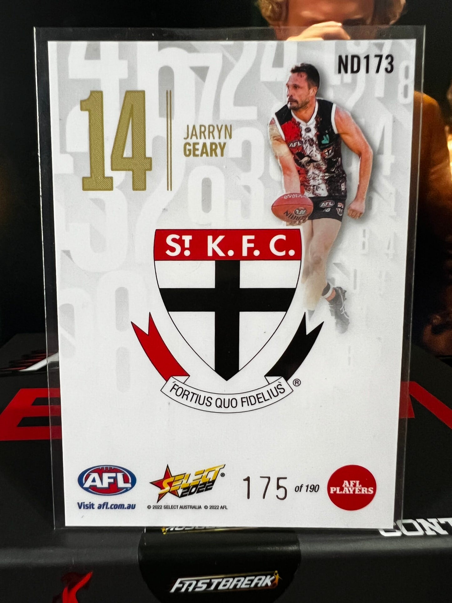 Jarryn Geary - St Kilda - 2022 - Footy Stars  - Daylight Numbers - 175/190
