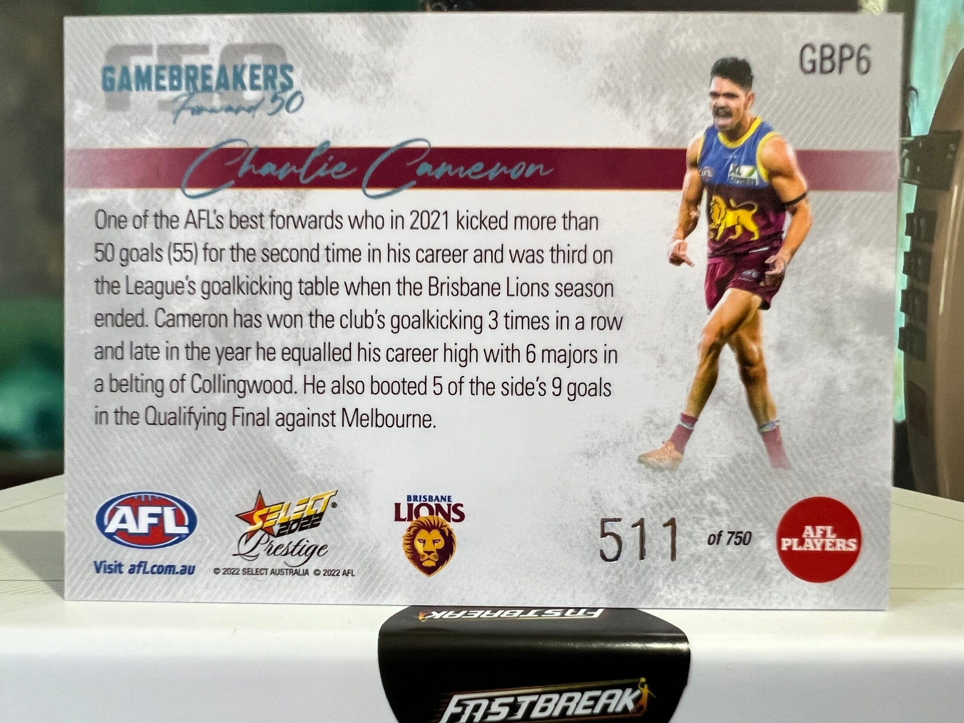Charlie Cameron - Brisbane - 2022 - Prestige - Gamebreakers - 511/750