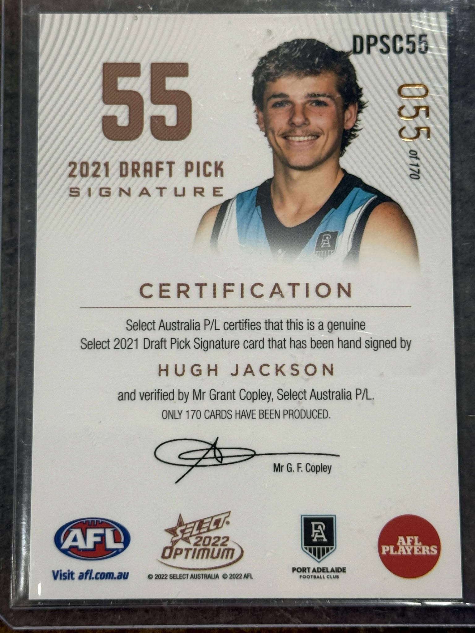 Hugh Jackson Port Adelaide 2022 Optimum DPS 55/170