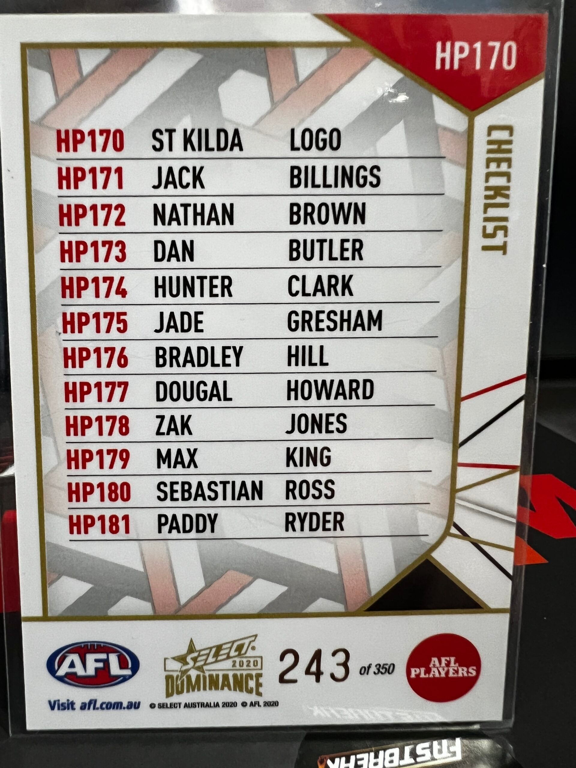 St Kilda Header - St Kilda - 2020 - Dominance - Holofoil - 243/350