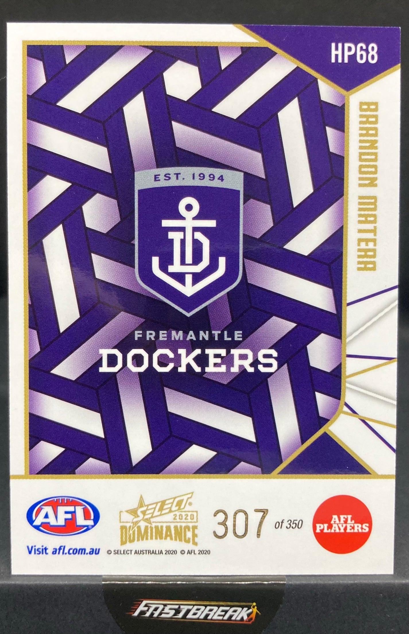 Brandon Matera - Fremantle - 2020 - Dominance - Holofoil - 307/350
