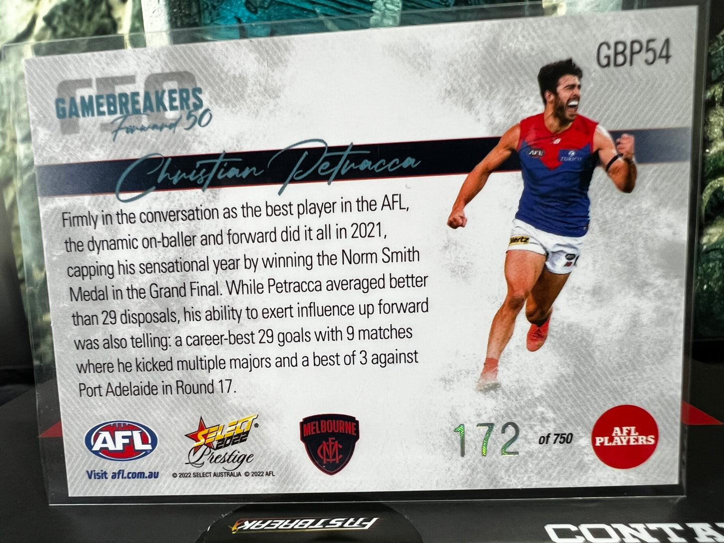 Christian Petracca Melbourne 2022 Footy Stars Prestige Gamebreakers 172/750