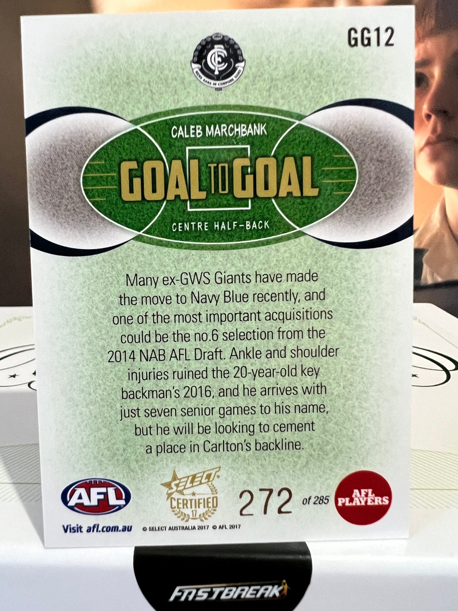 Caleb Marchbank - Carlton - 2017 - Certified - Goal to Goal - 272/285
