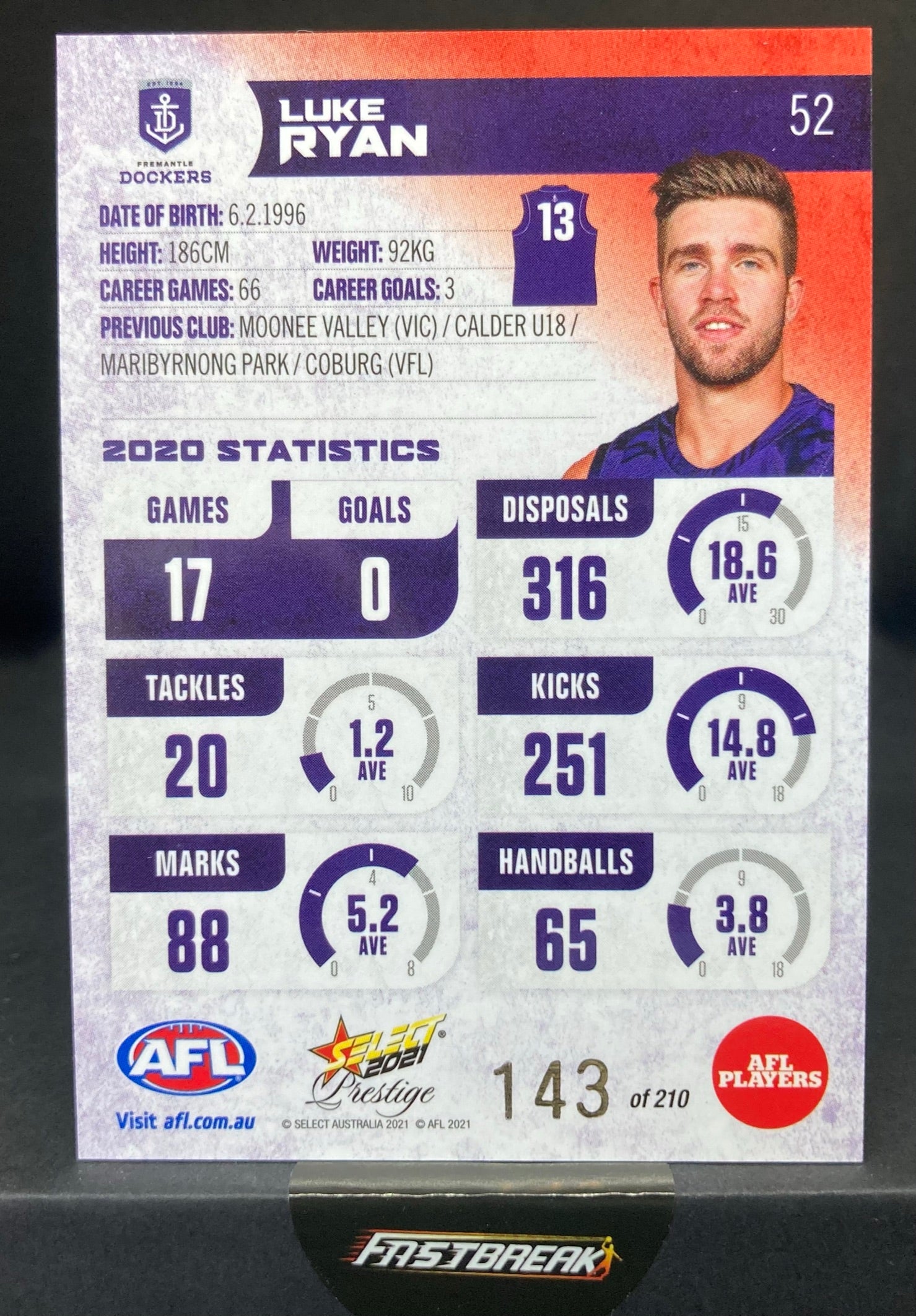 Luke Ryan - Fremantle - 2021 - FS Prestige - Red Paralell - 143/210