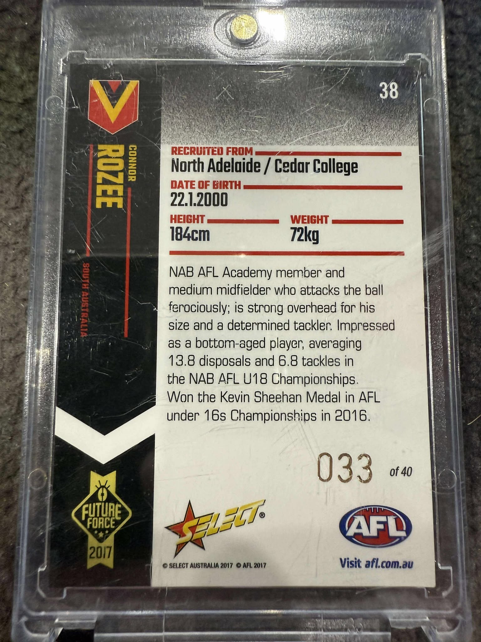 Connor Rozee Pt Adelaide 2017 Future Force Red Paralell 33/40