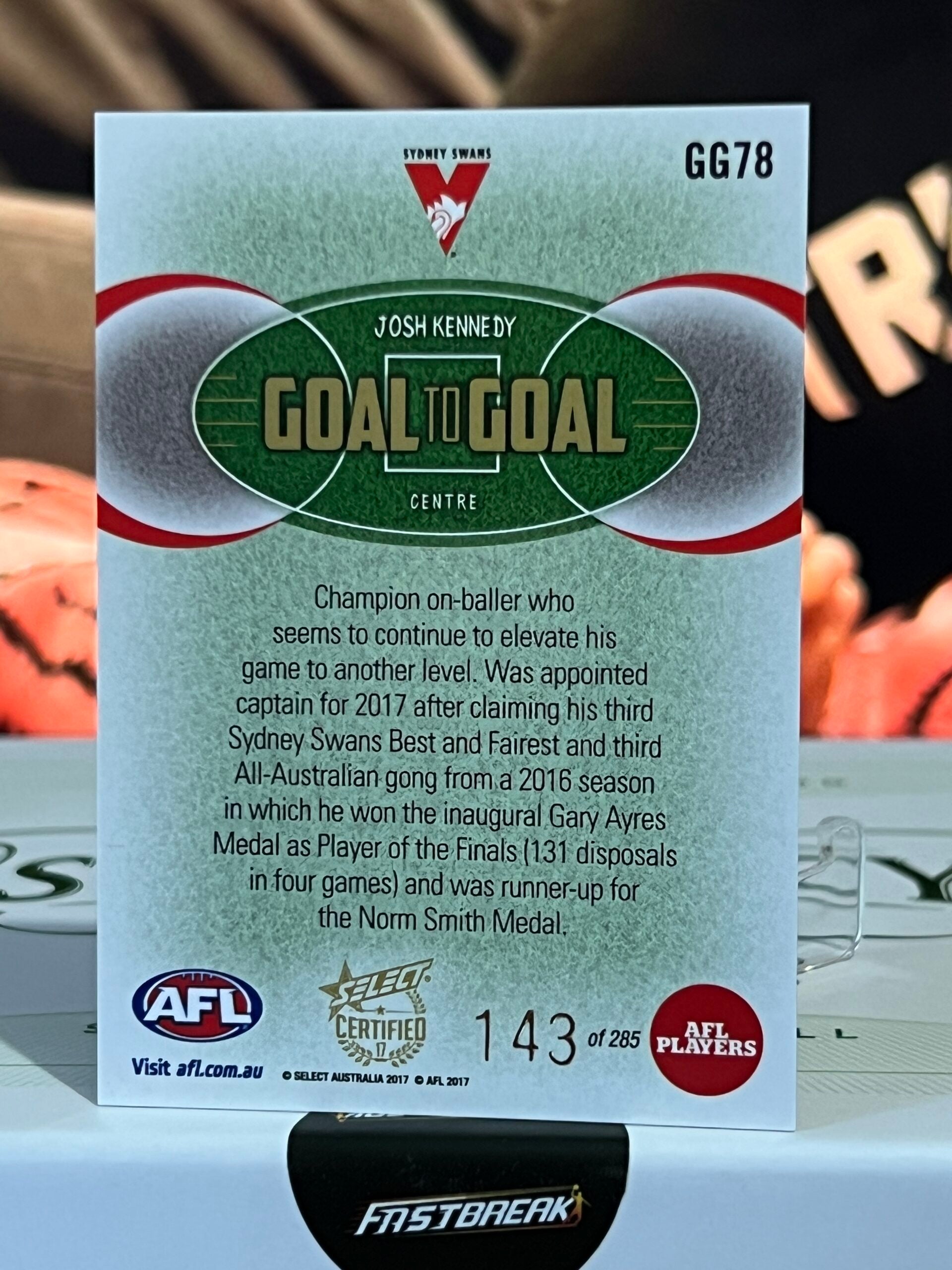 Josh Kennedy - Sydney - 2017 - Certified - Goal to Goal - 143/285