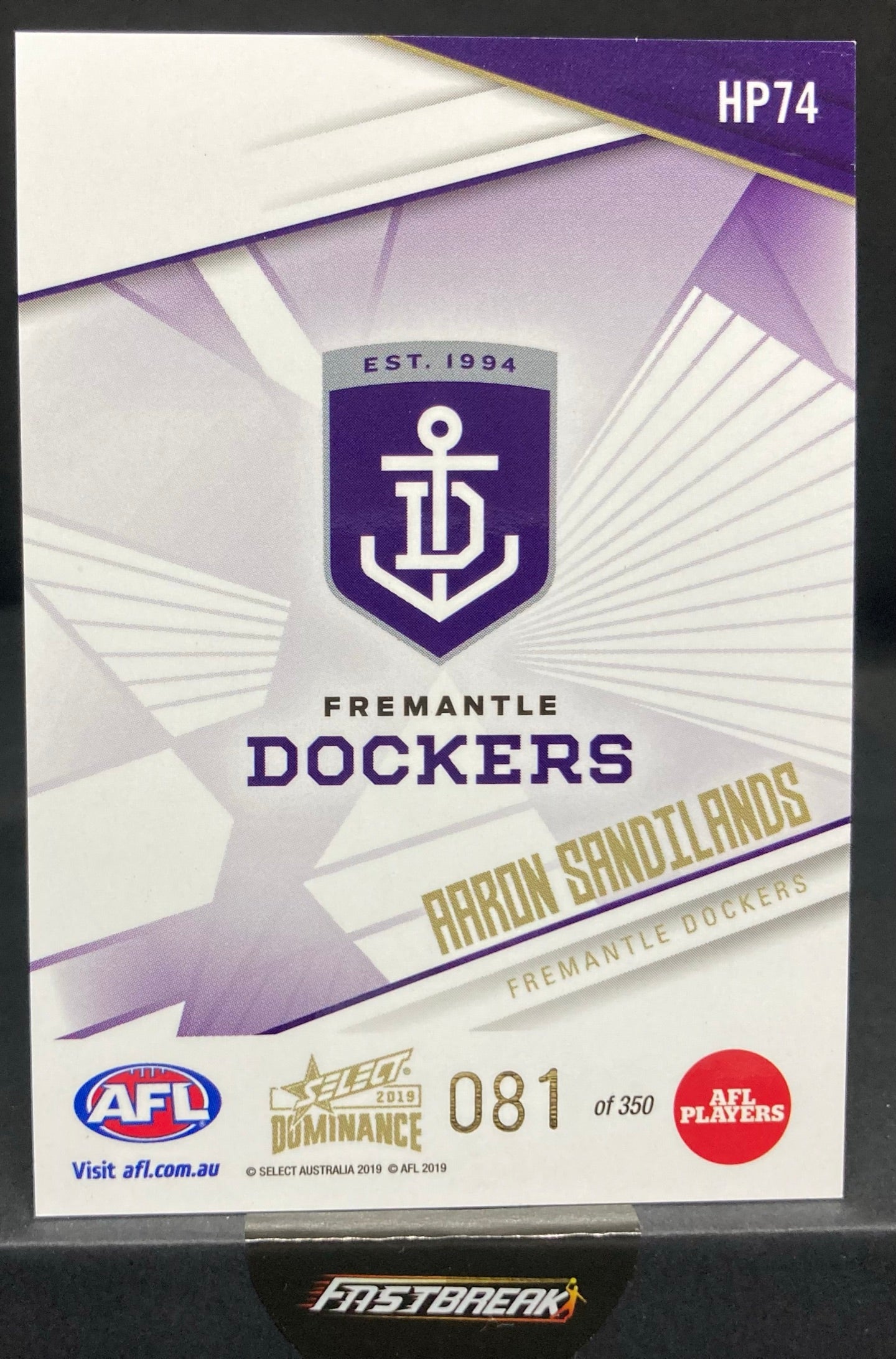 Aaron Sandilands - Fremantle - 2019 - Dominance - Holofoil - 81/350