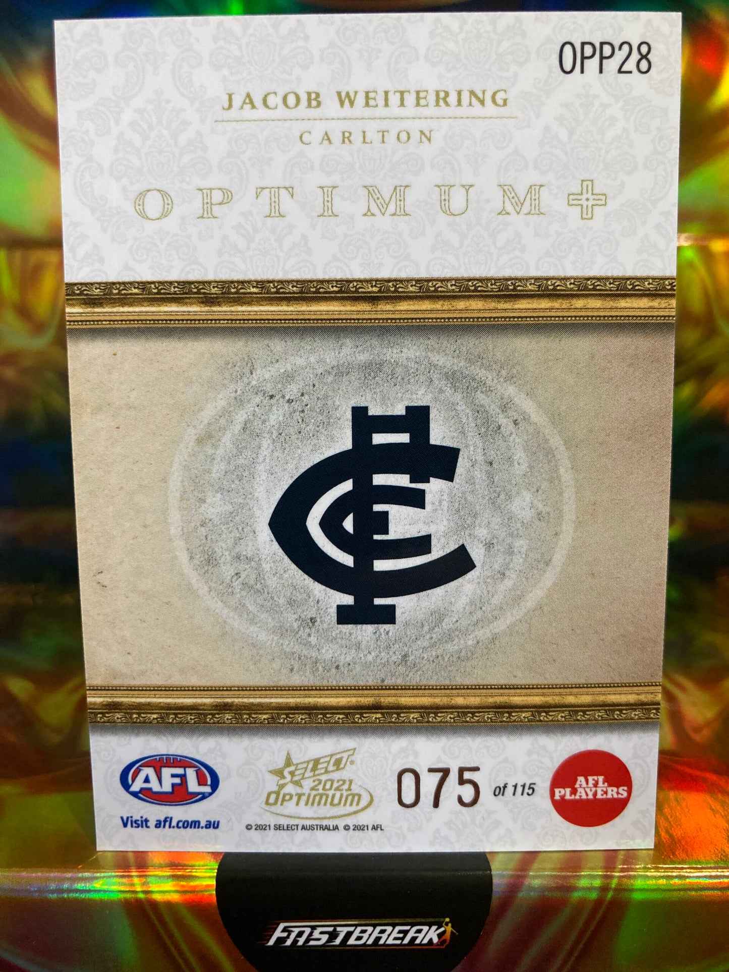 Jacob Weitering - Carlton - 2021 - Optimum - Optimum + Paralell - 75/115