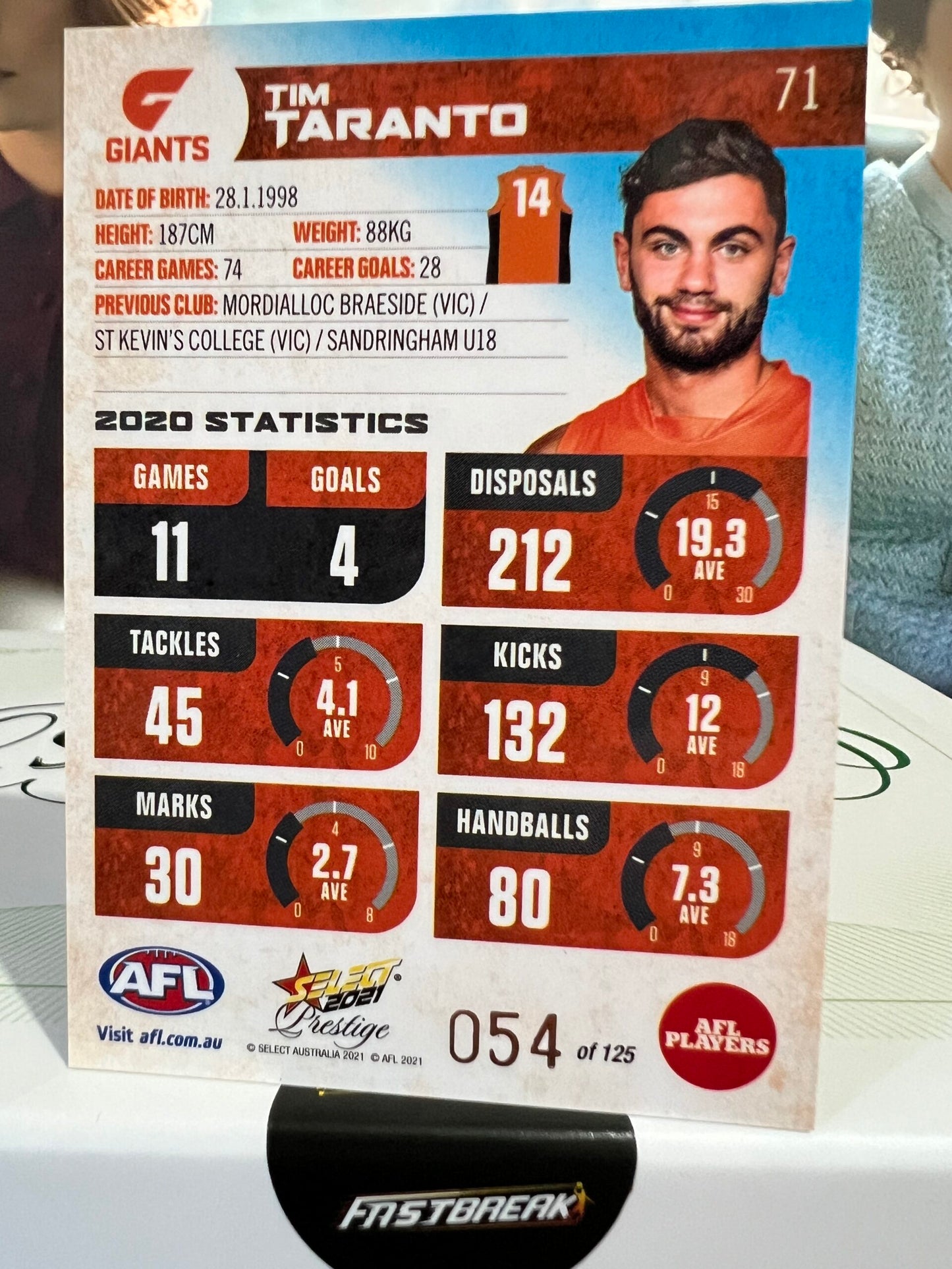 Tim Toranto - GWS - 2021 - Prestige - Blue Paralell - 54/125